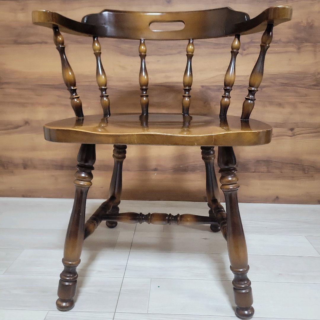 飛騨産業 キツツキマーク 昭和レトロ アームチェア 木製②