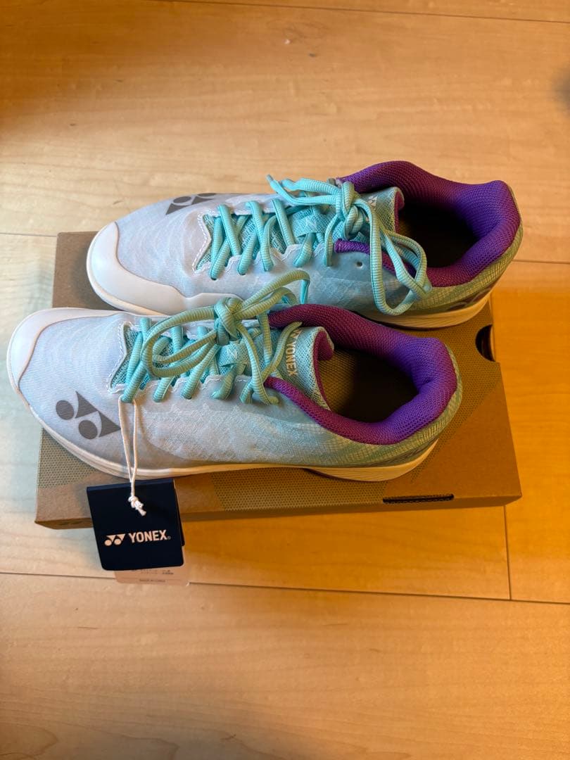 YONEX バドミントンシューズ パワークッション　25㎝　水色/紫