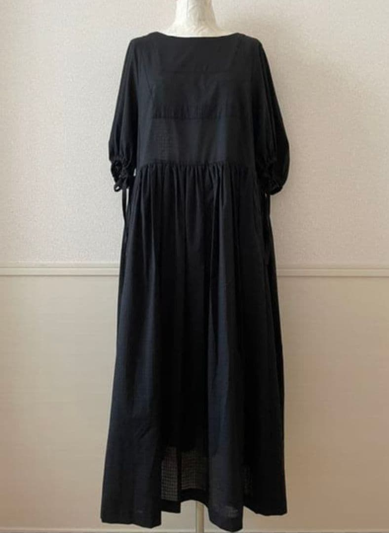 susuri　ミュウドレス　ワンピース　パフスリーブ　リボン　たっぷりギャザー