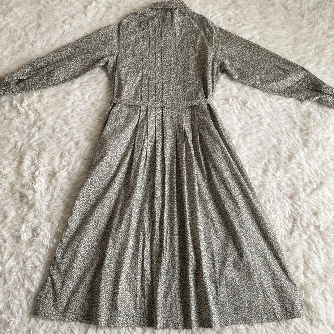 極美品☆グランマママドーター ペルヴィアンピマ タックシャツワンピース 小花柄