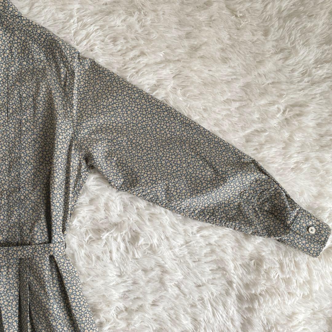 極美品☆グランマママドーター ペルヴィアンピマ タックシャツワンピース 小花柄