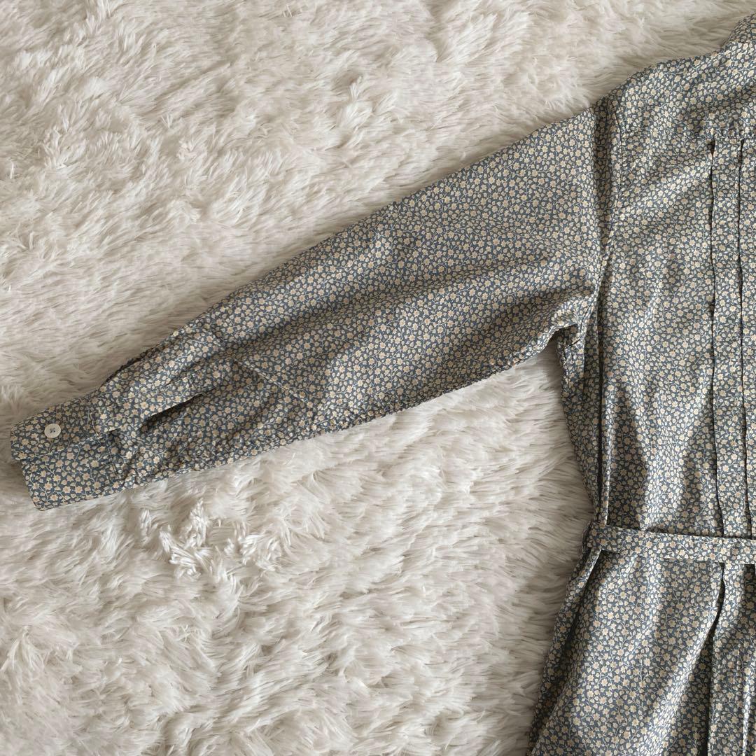 極美品☆グランマママドーター ペルヴィアンピマ タックシャツワンピース 小花柄