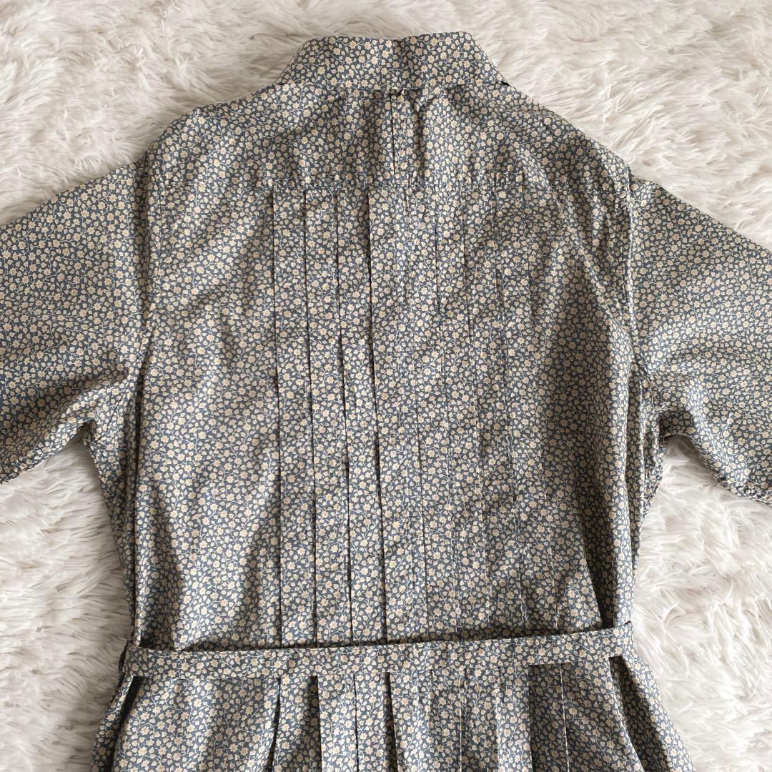 極美品☆グランマママドーター ペルヴィアンピマ タックシャツワンピース 小花柄