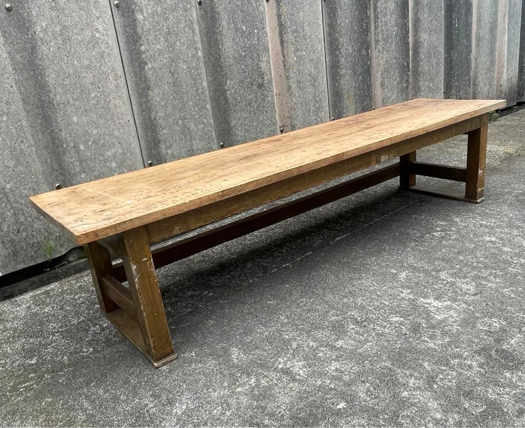 稀少/ビンテージ/古道具/当時物/無垢材/寺子屋/長机/作業台/店舗什器/②