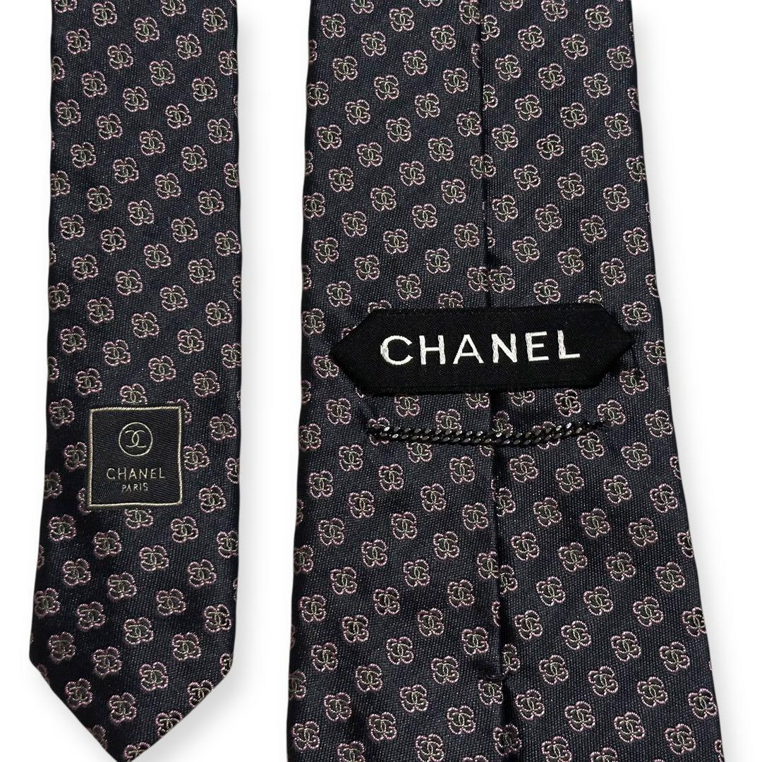 美品✨CHANEL ネクタイ　シャネル ココマーク　カメリア　ジャガード【B】
