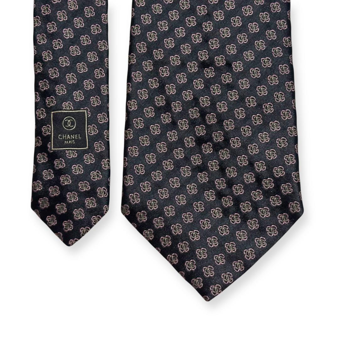 美品✨CHANEL ネクタイ　シャネル ココマーク　カメリア　ジャガード【B】