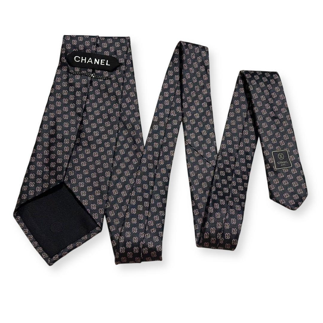 美品✨CHANEL ネクタイ　シャネル ココマーク　カメリア　ジャガード【B】