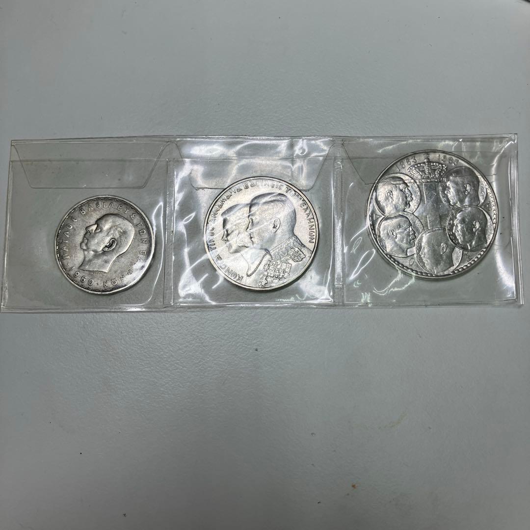 【ギリシャ 銀貨】ドラクマ 100周年 記念 3枚 【希少 未使用】