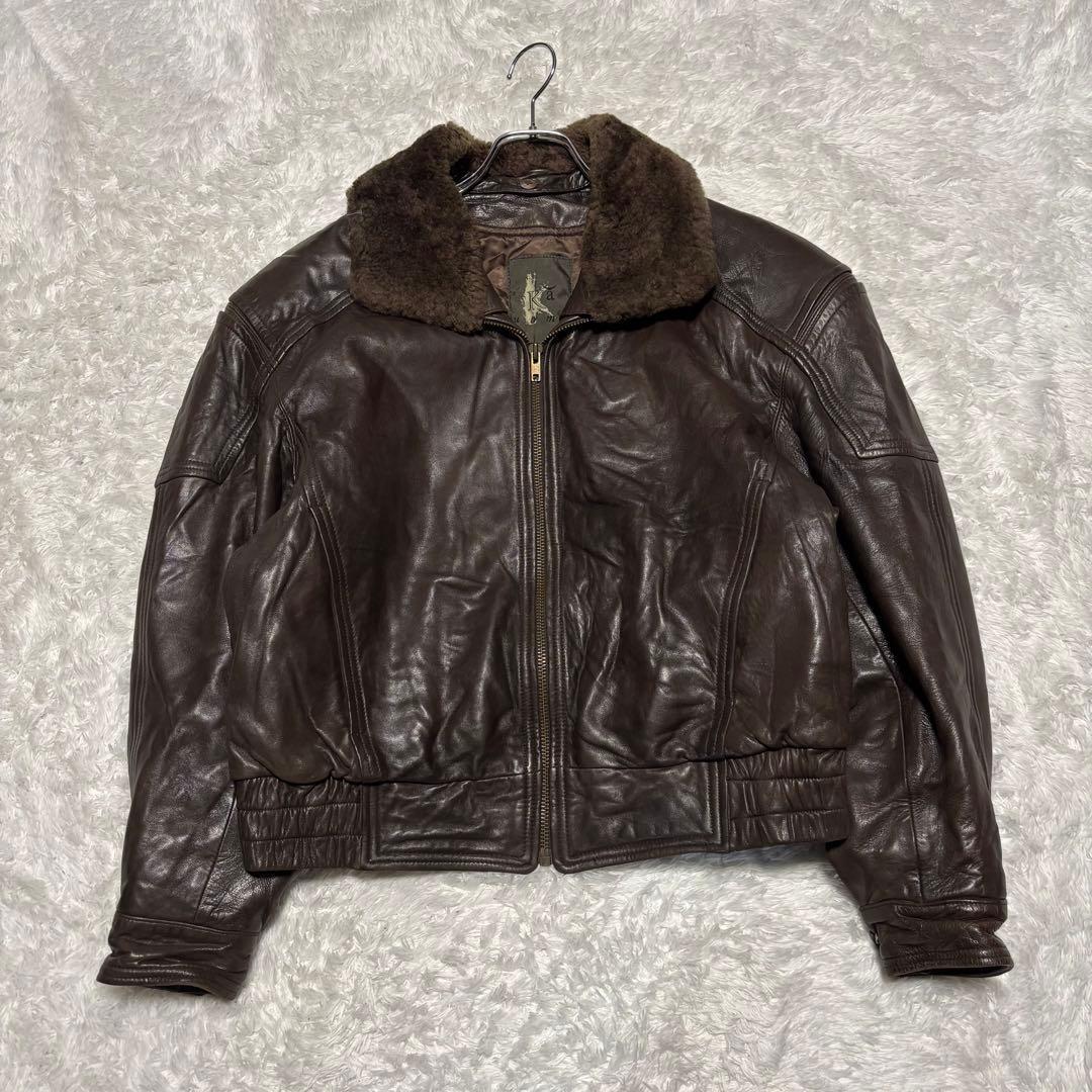 90s G-1 フライト ジェニュインレザー ジャケット ムートン 襟ボア 短丈