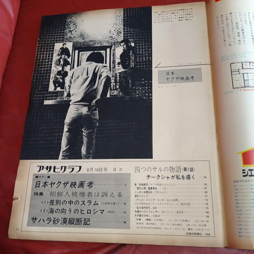 アサヒグラフ 1968年 昭和43年 発刊 日本ヤクザ映画考 高倉健
