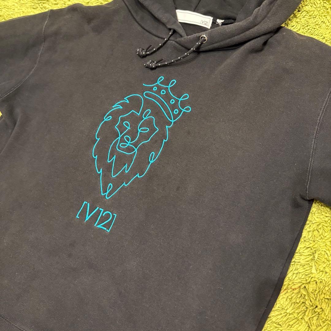 V12 ヴィトゥエルヴ スウェット パーカー フーディ ブラック 黒 Lサイズ