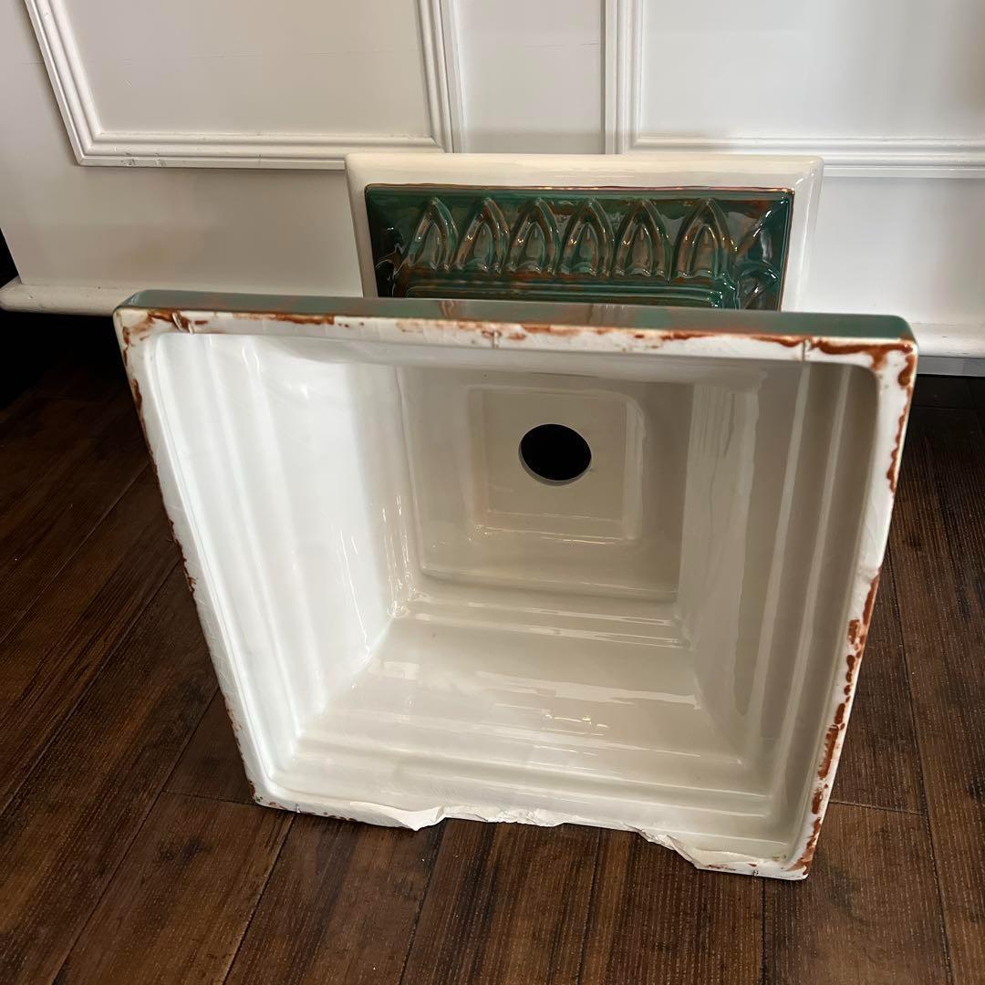 k240r119 イタリア 陶器製コラム フラワースタンド/花台 高さ36㎝