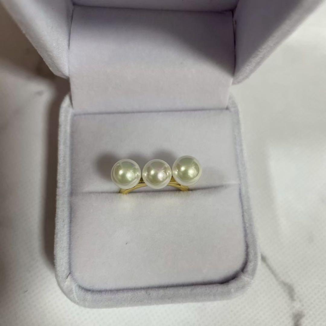 ３連バー パール 高見え ３連パール ゴールド リング&ネックレス