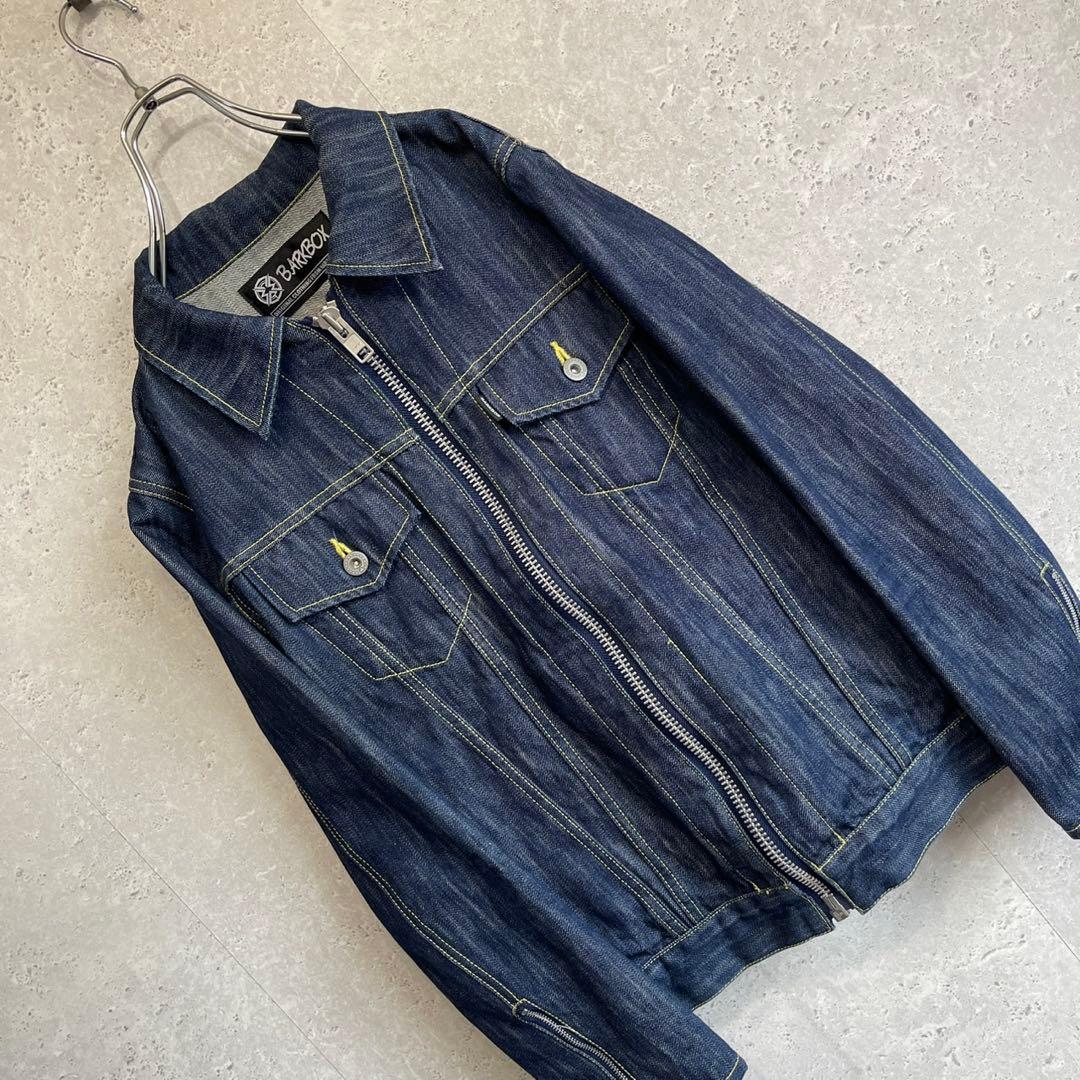 バークボックス フルジップ デニム ライダースジャケット 短丈 Mサイズ