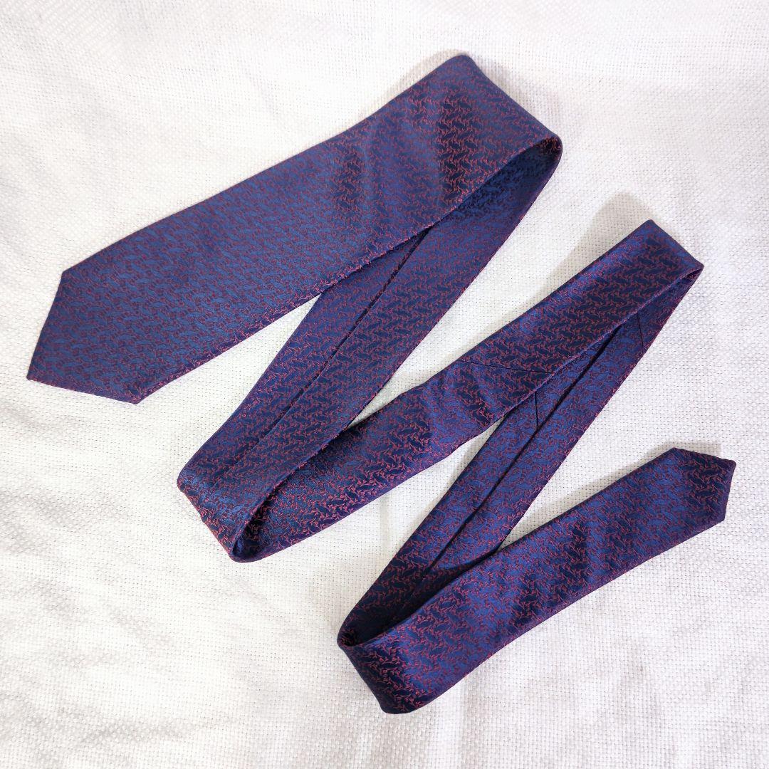 シャルベCharvetフラワー花柄ジャガードシルクビジネスレジメンネクタイ紺赤