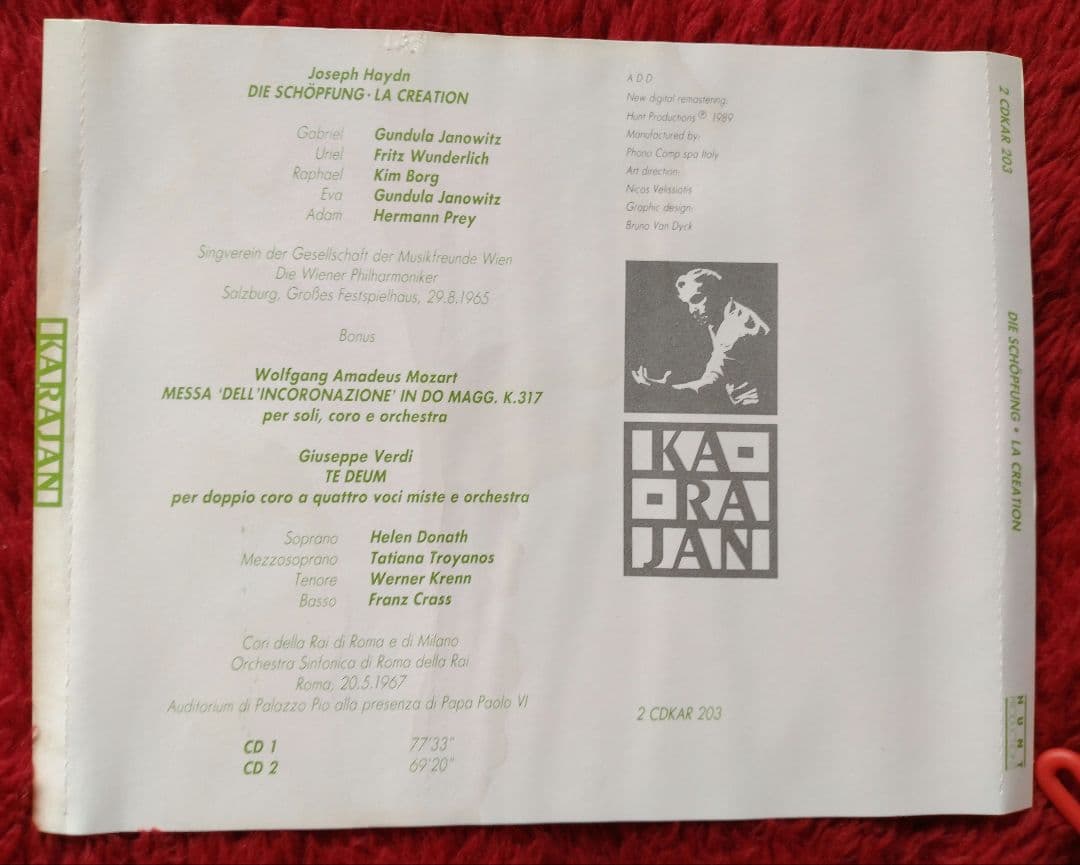 カラヤン
ハイドン　天地創造　
1965 & 77  ライブ2点セット