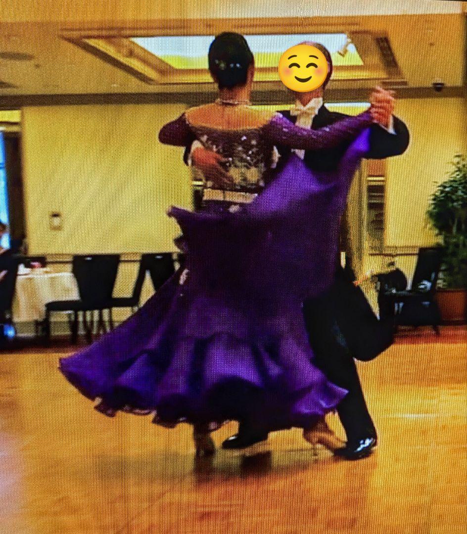 社交ダンススタンダードドレス／白樺ドレス/Mサイズ／紫/パープル／デモ