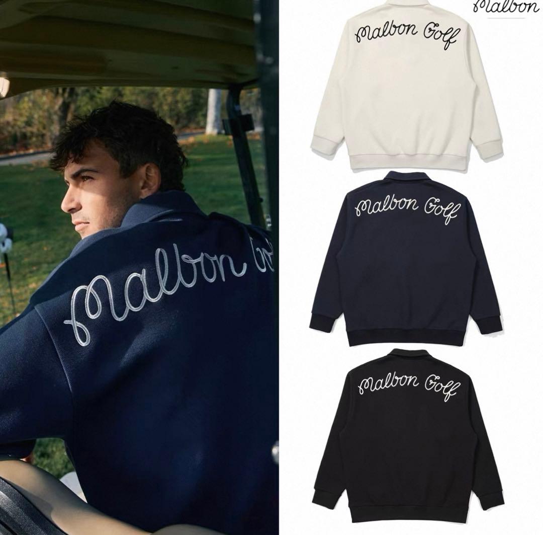 即日発送新品ゴルフ MALBON GOLF 長袖ハーフジップスウェット XL