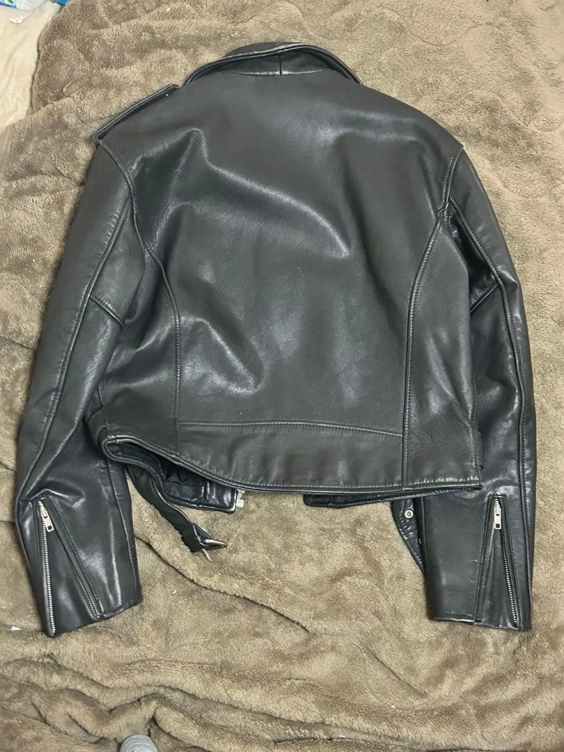 HOUSTON ダブルライダースレザージャケット 黒サイズM