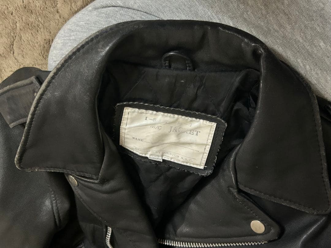 HOUSTON ダブルライダースレザージャケット 黒サイズM