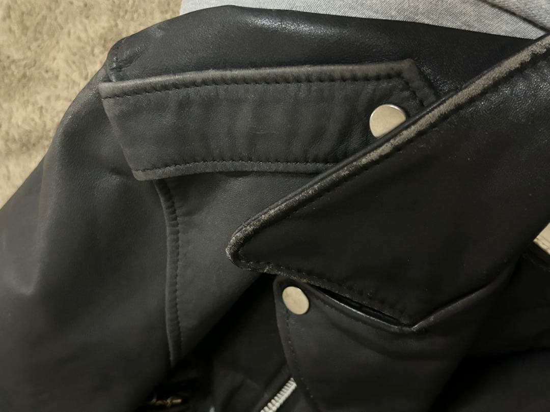 HOUSTON ダブルライダースレザージャケット 黒サイズM