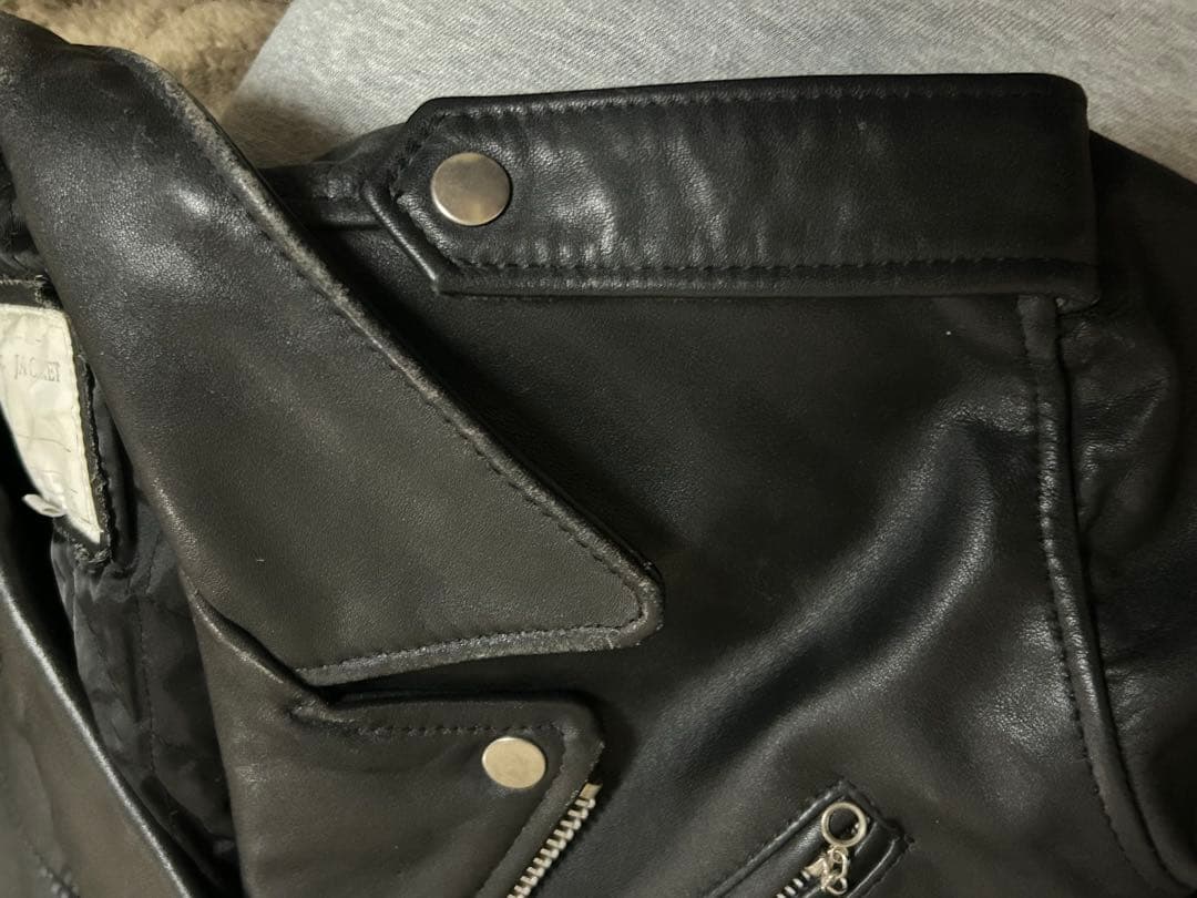 HOUSTON ダブルライダースレザージャケット 黒サイズM