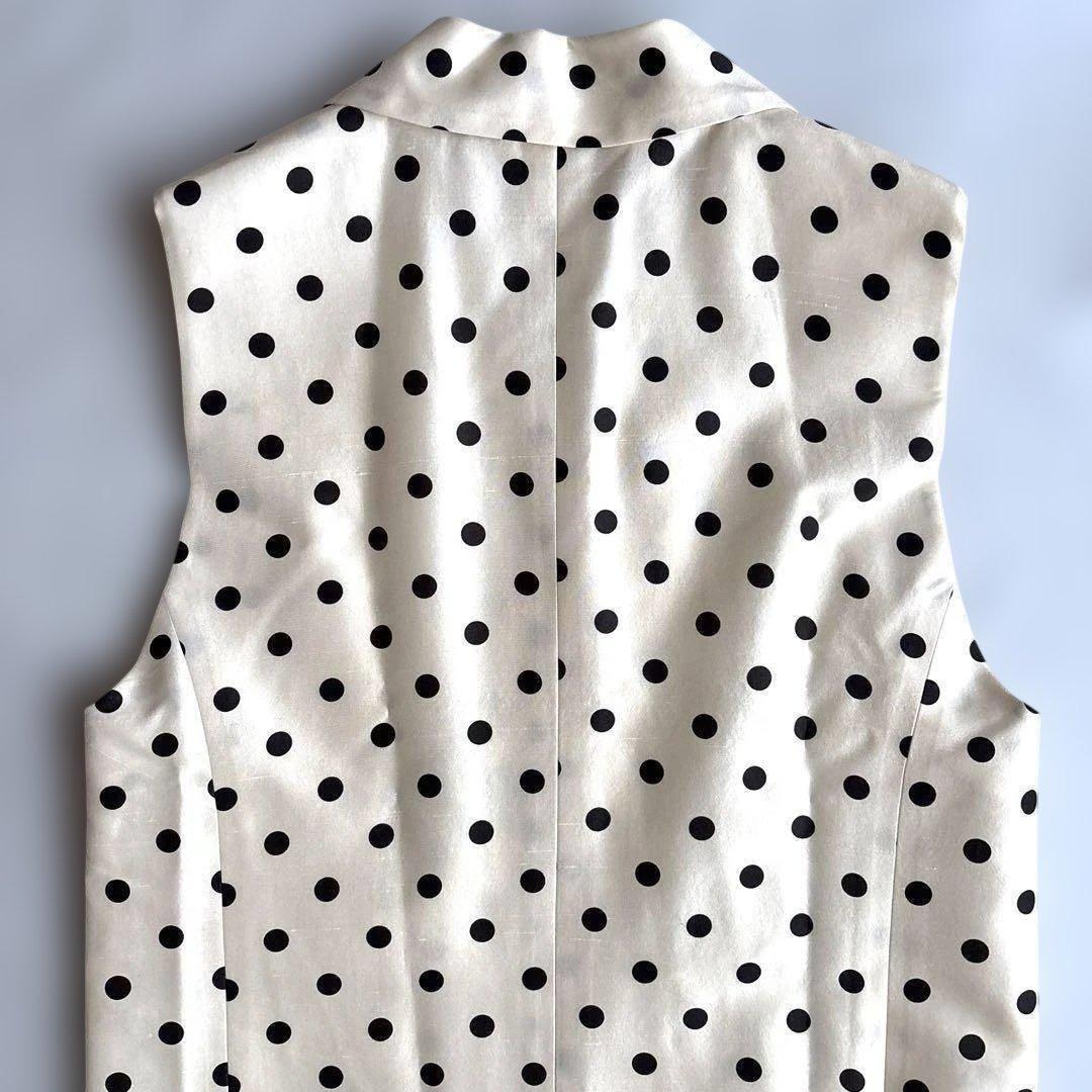 良品 サードマガジン シルクシャンタンロングジレ 9 アイボリー ドット 水玉