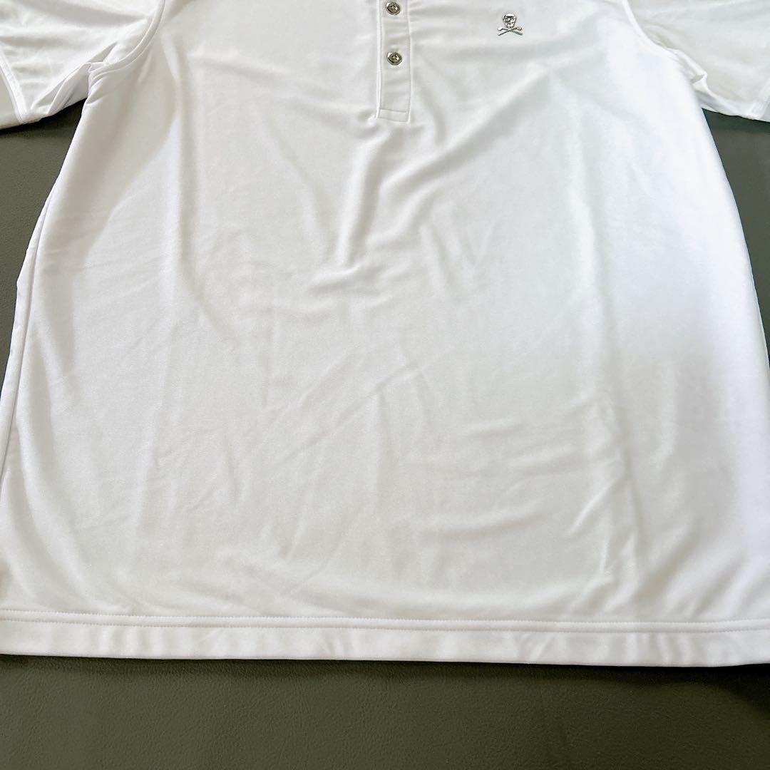 美品＊マークアンドロナ 半袖 ポロシャツ スカル ゴルフウェア L 白