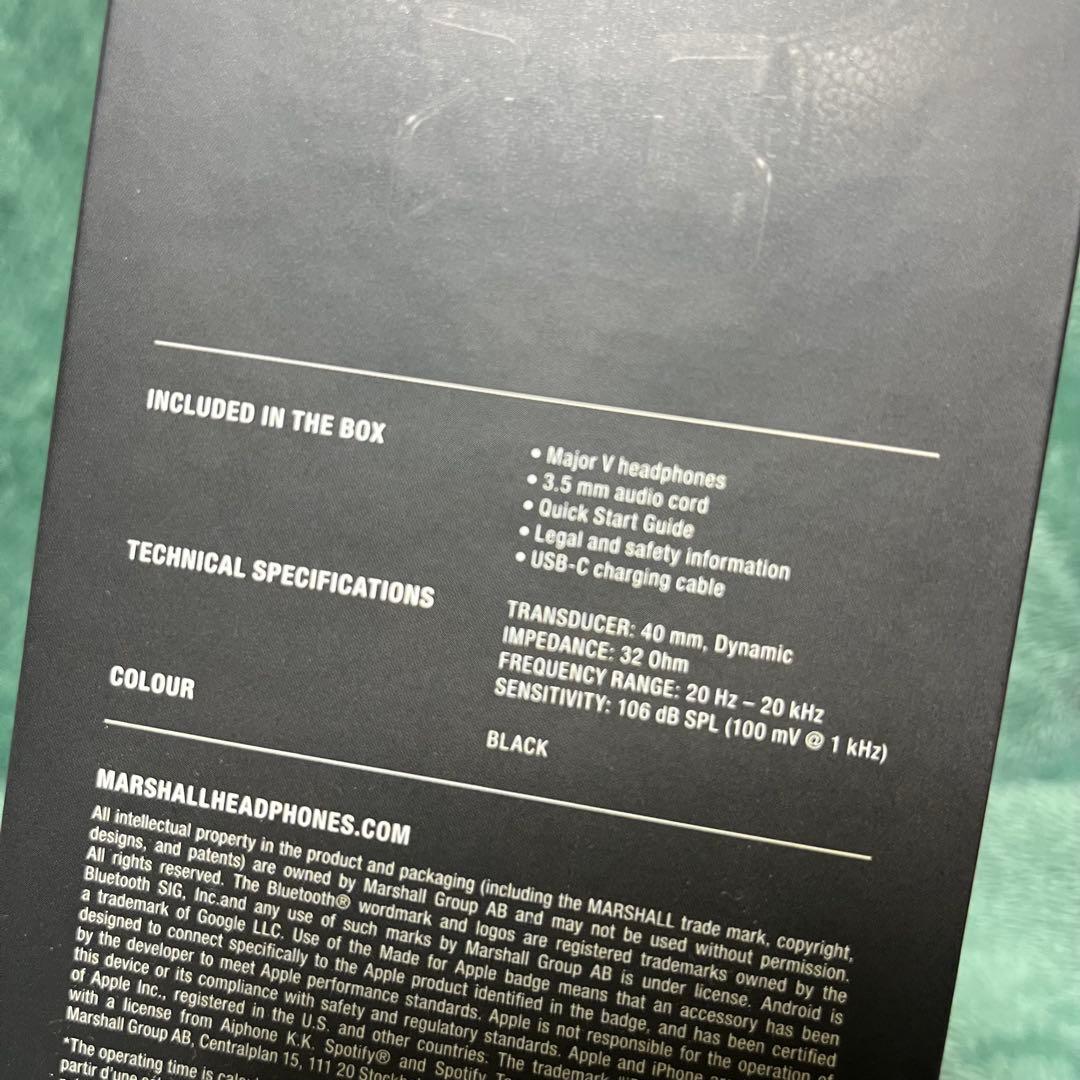 Marshall マーシャル ワイヤレスヘッドホン ブラック Major V