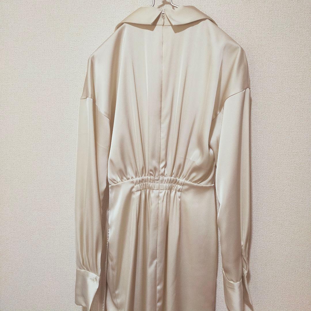 アニュアンス anuans ドレープデザインシャツワンピース　アイボリー