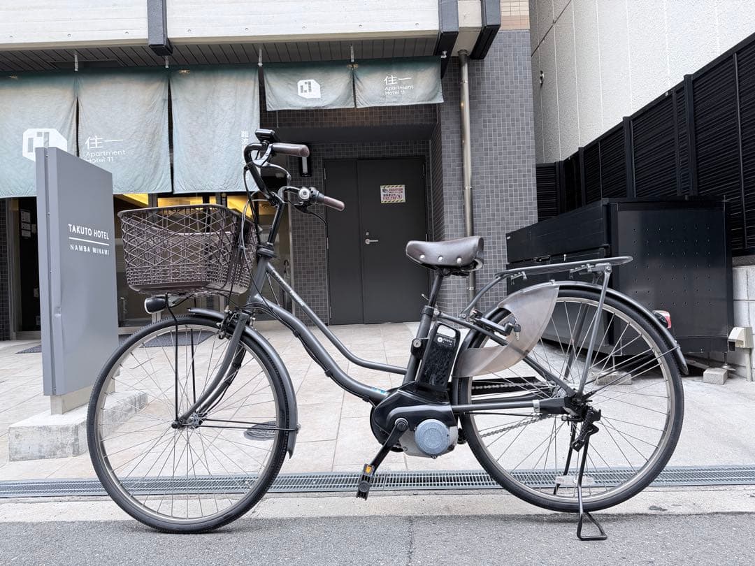 大阪府　パナソニック　電動アシスト自転車 グレー 前カゴ付き