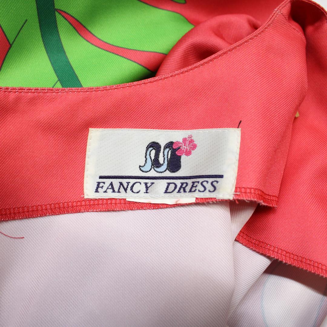 【フラダンス衣装】レッド FANCY DRESS ワンピース ドレス ティアレ柄