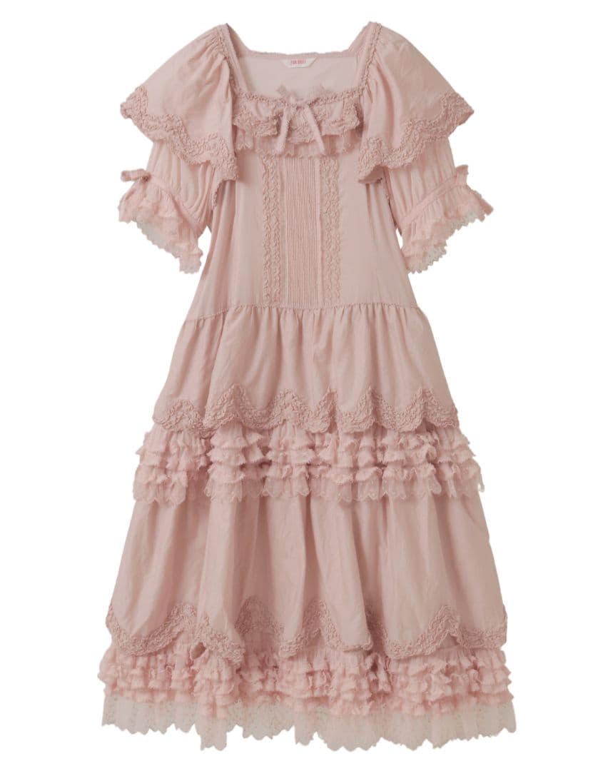 美品　ピンクハウス　フロッキー　ドットチュール使いワンピース