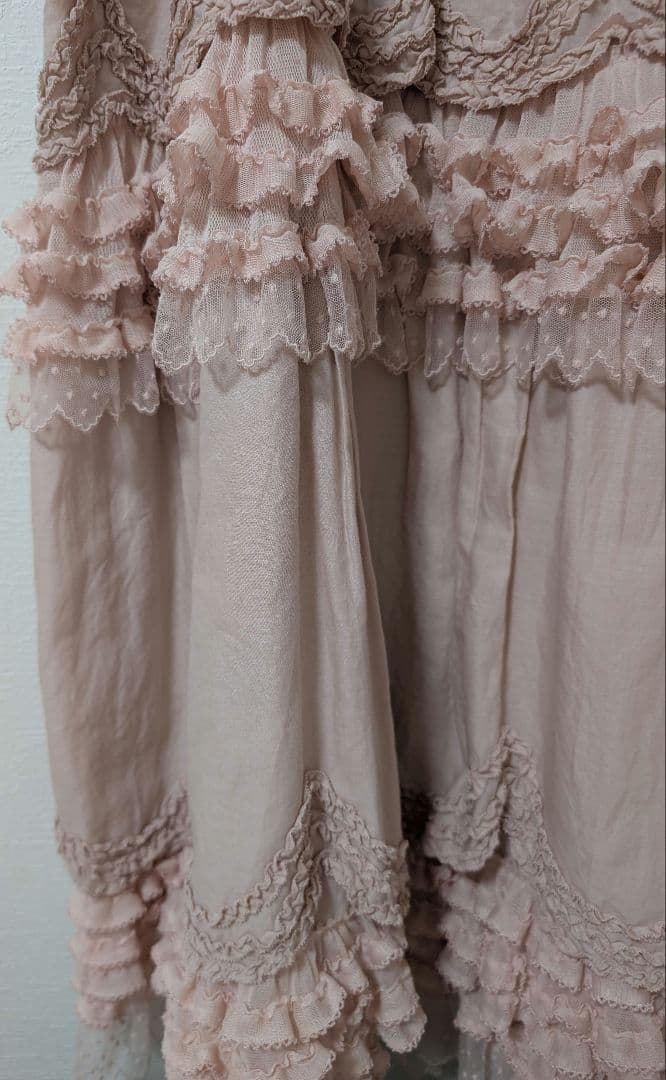 美品　ピンクハウス　フロッキー　ドットチュール使いワンピース