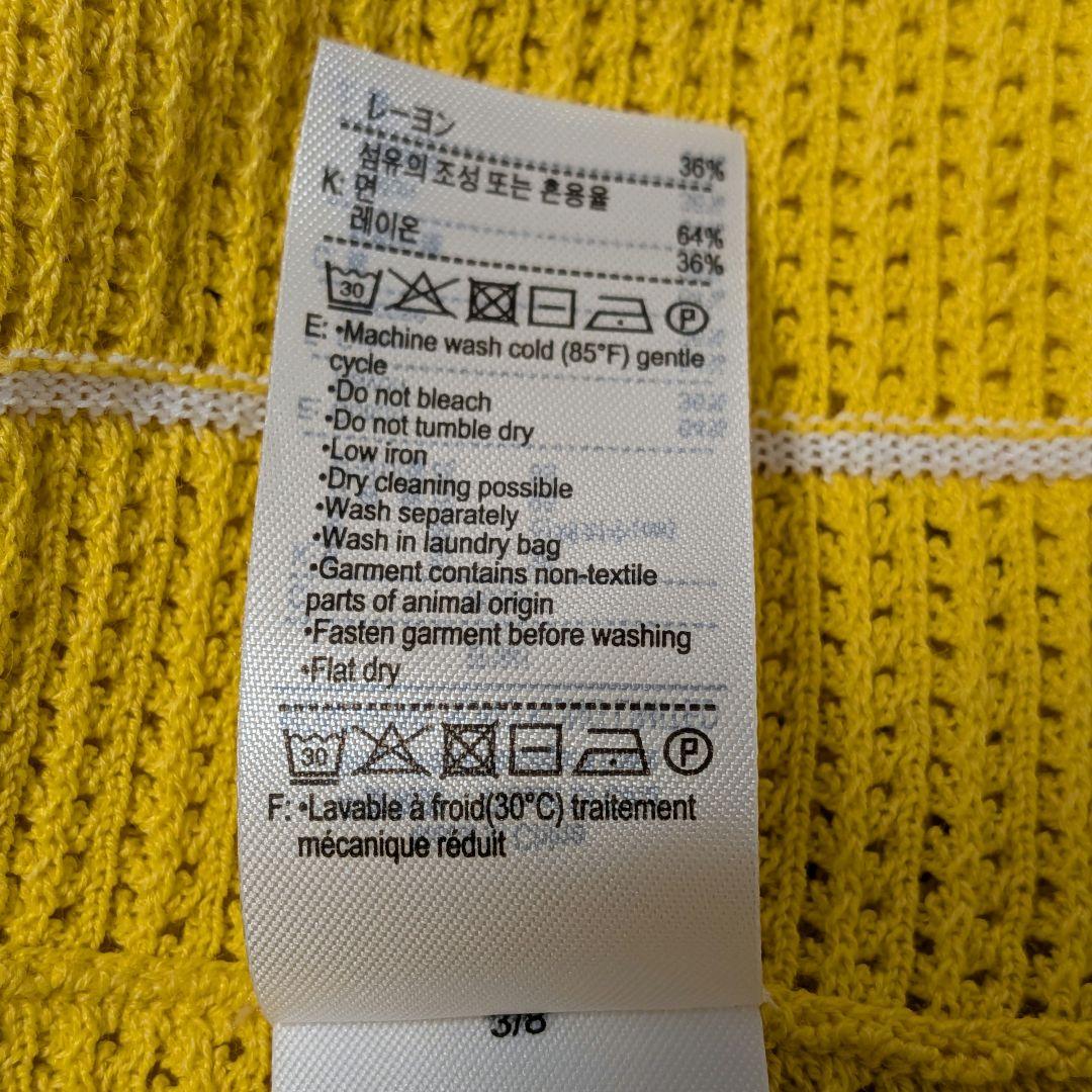 【レア】ラコステ ロングプリーツニットワンピース 半袖 イエロー ワニロゴ
