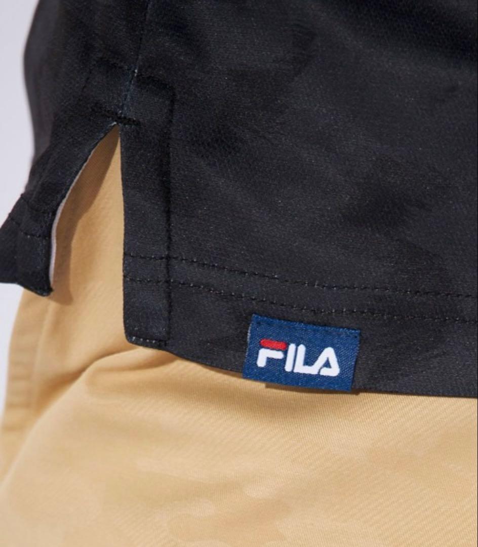 ★新品★ FILA GOLF フィラゴルフ カモ柄長袖ポロシャツ メンズXL 黒
