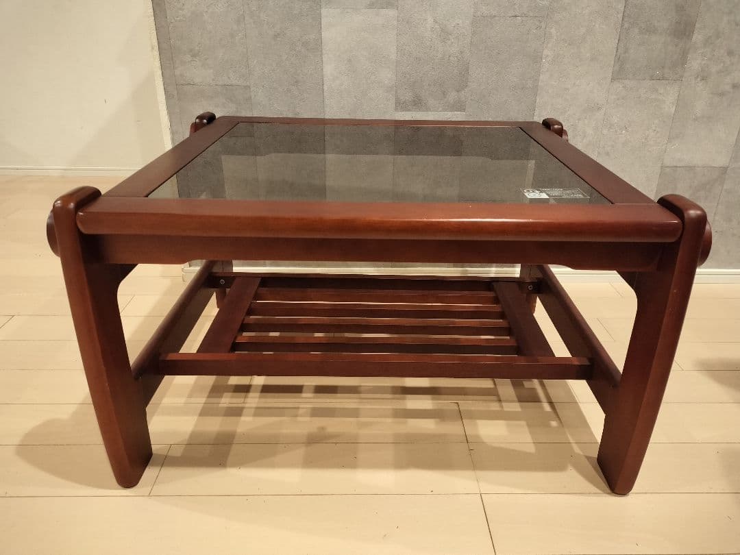 ヴィンテージ 木製ガラステーブル ローテーブル センターテーブル