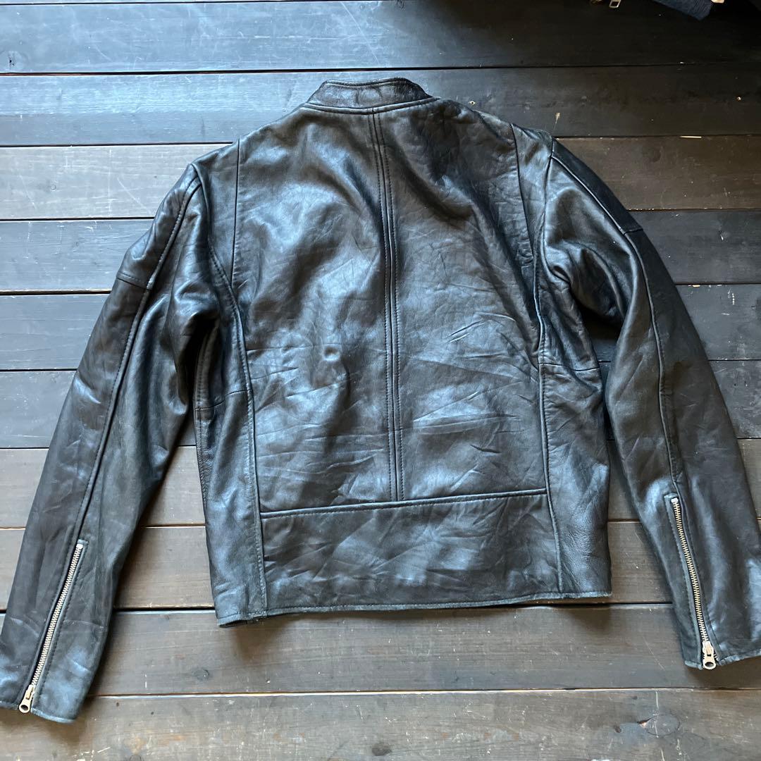 激渋 ビンテージの風格 シングルライダースジャケット サイズ34 ラムレザー