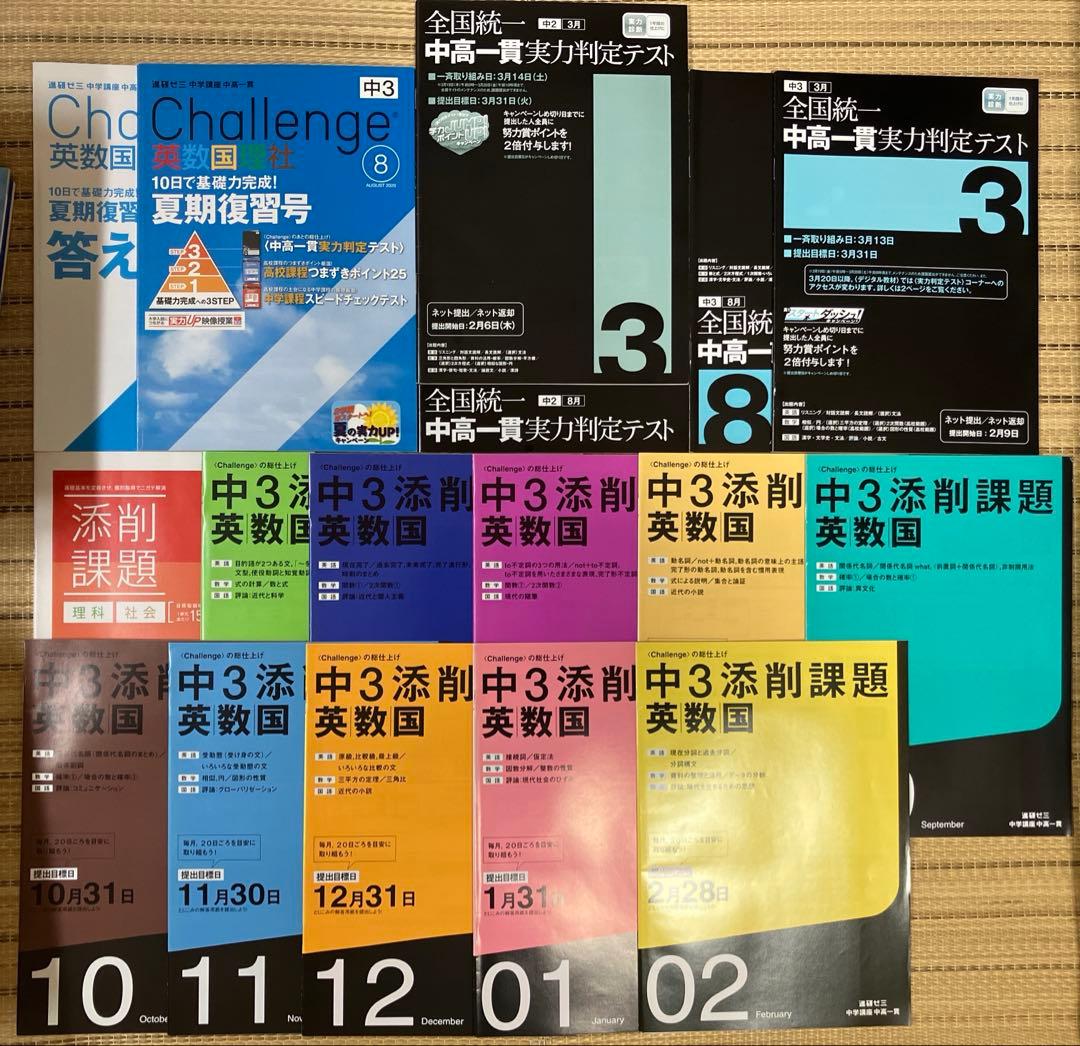進研ゼミ中学講座 中高一貫コース まとめ売り 中2〜中3 定期テスト・入試対策