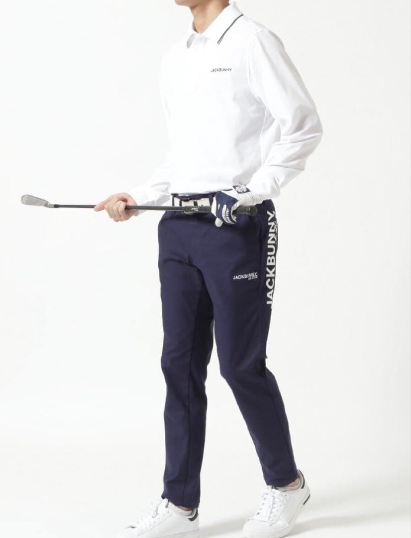 新品 パーリーゲイツ ジャックバニー ストレッチツイルロングパンツ(5)L/紺