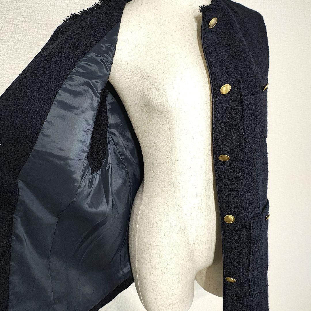 美品 グリーンレーベルリラクシング ツイード フリンジ ポケット ベスト ジレ