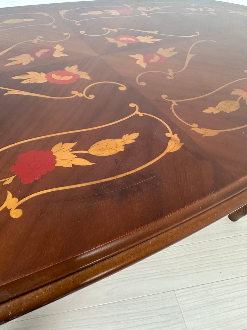 イタリア センターテーブル 象嵌 猫脚 猫足 リビングテーブル 　※i4※