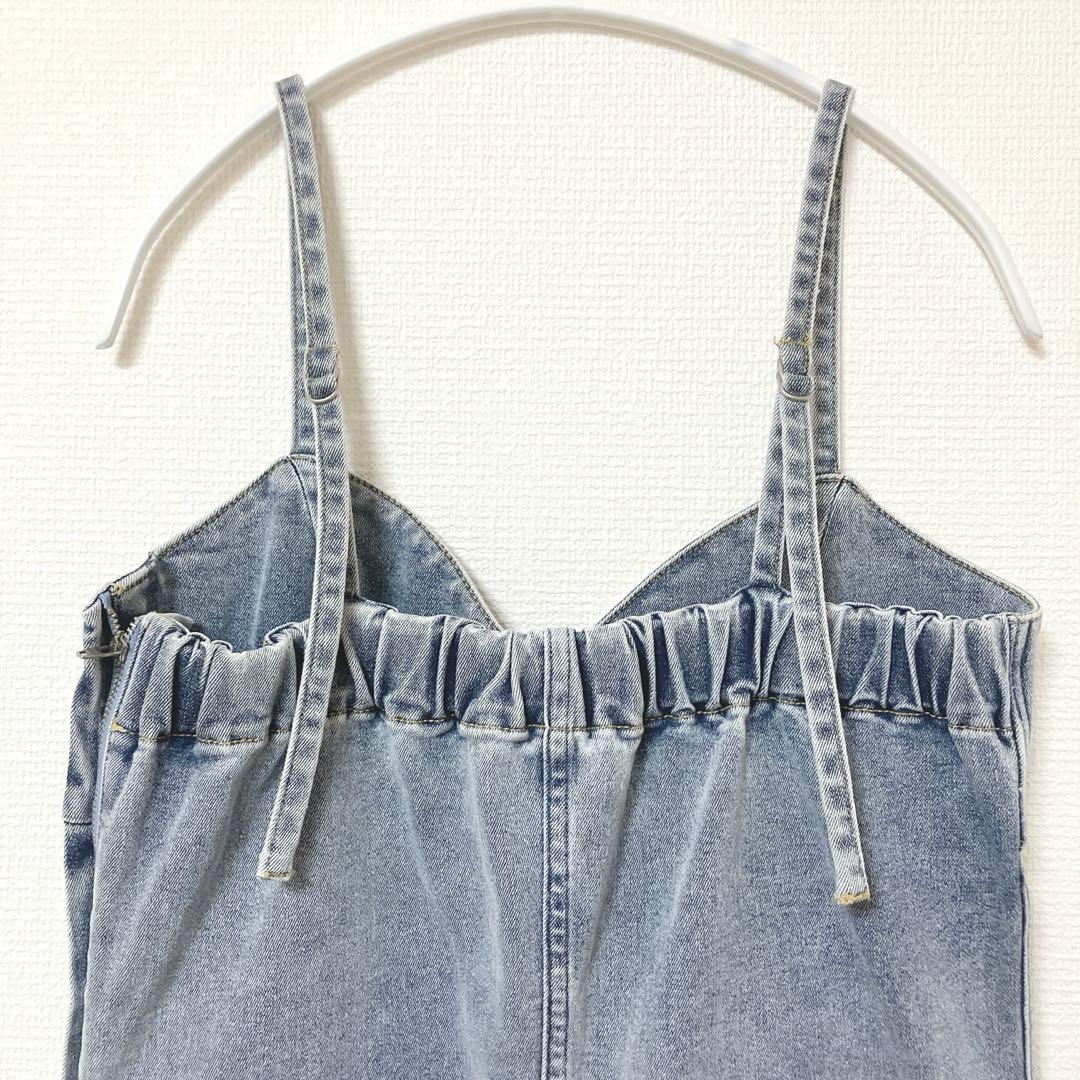 極美品　ラウンジドレス　デニムキャミワンピ　サロペットスカート ブルー系