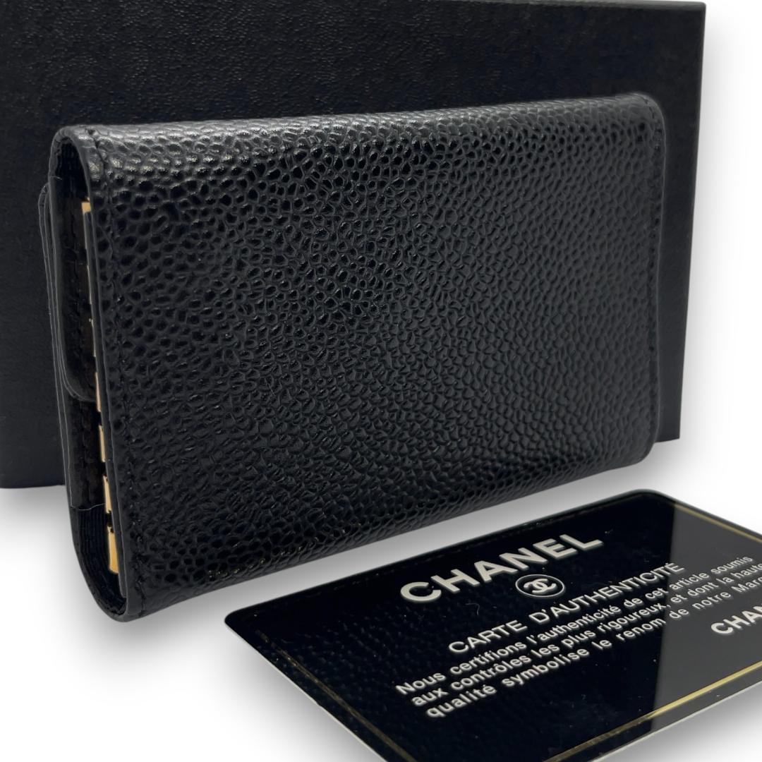 【極美品】シャネルCHANEL キャビアスキン レザー 6連キーケース カード有