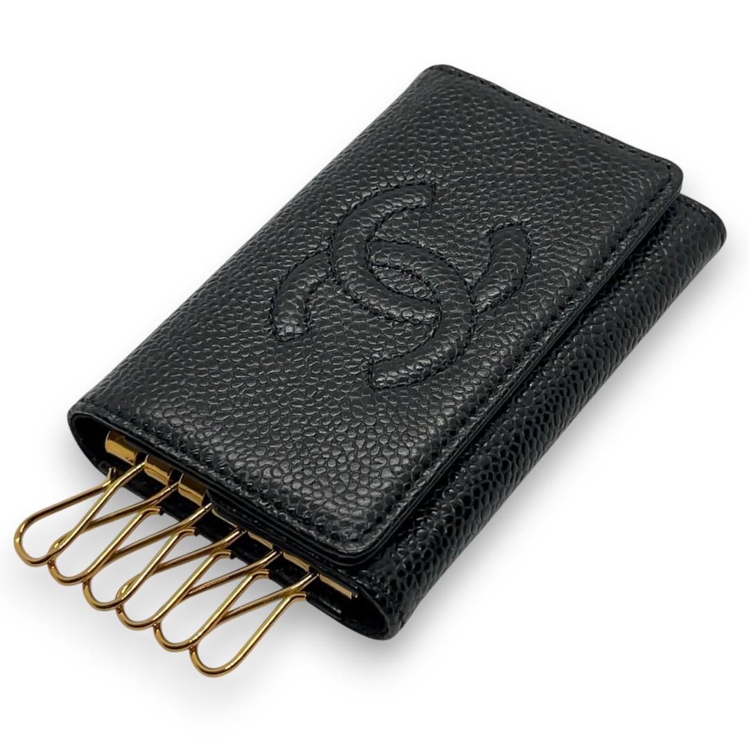 【極美品】シャネルCHANEL キャビアスキン レザー 6連キーケース カード有