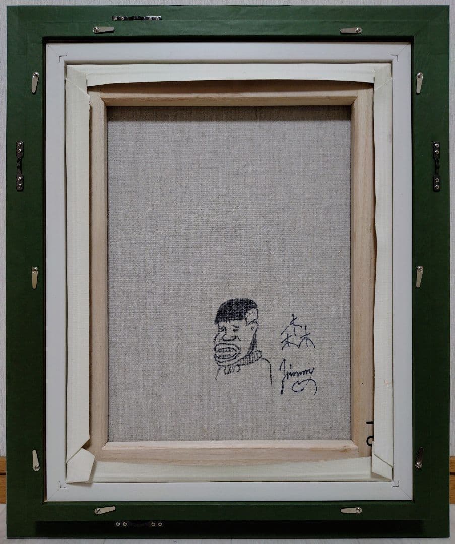 【F6号】ジミー大西【森】手描き/表裏サイン有/油彩/アクリル/絵画/額縁/額装