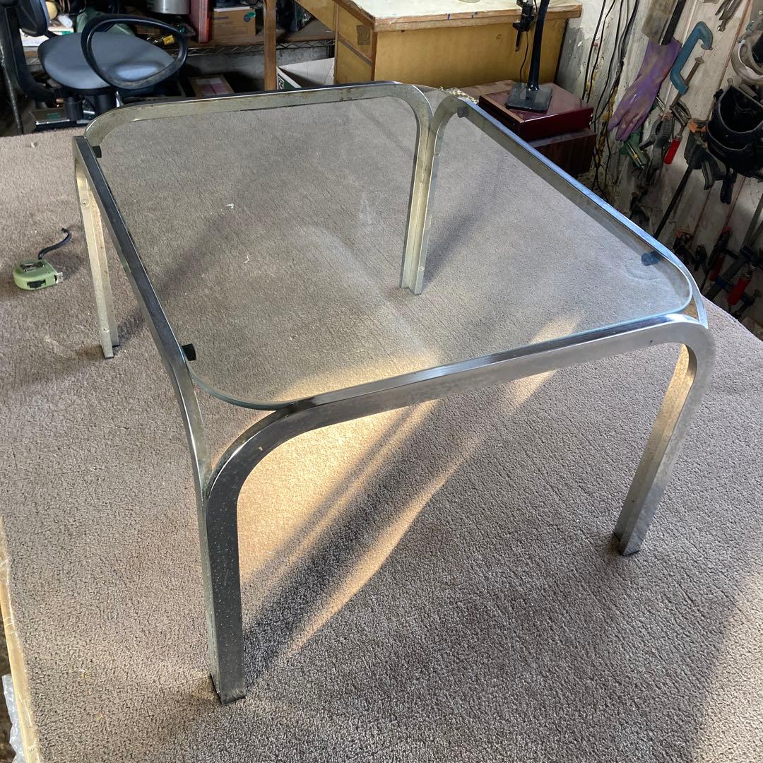 a*k様 昭和レトロ　 アンティーク　アイアンフレーム ガラステーブル センター