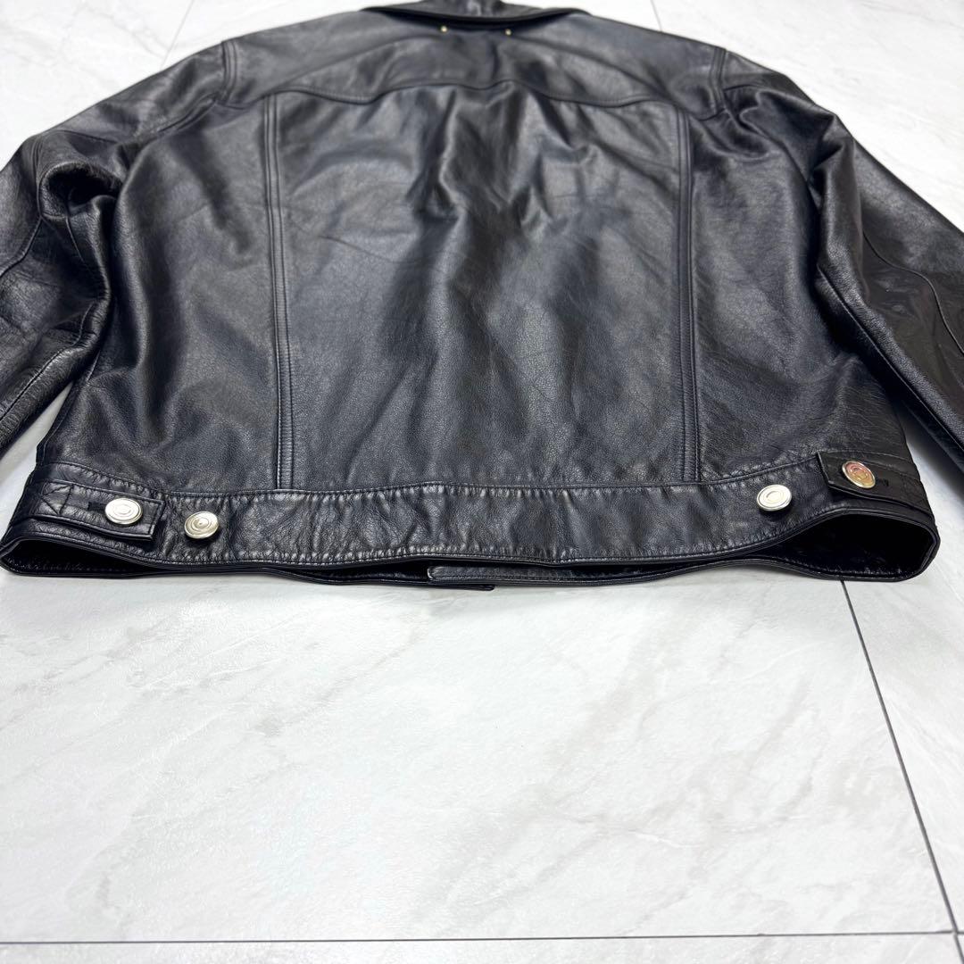 美品 ポールスミス カウレザー トラッカージャケット 内総柄 Lサイズ 黒