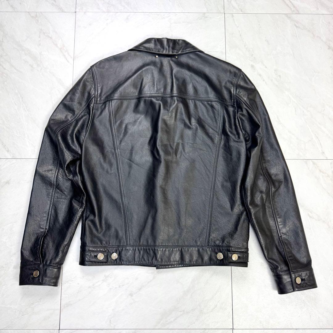 美品 ポールスミス カウレザー トラッカージャケット 内総柄 Lサイズ 黒