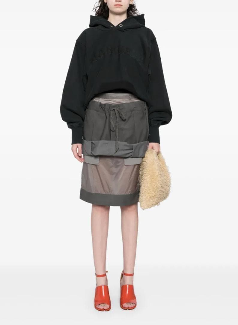 24aw　未使用　メゾンマルジェラ　クロップドフーディ　ロゴ刺繍　トロンプルイユ